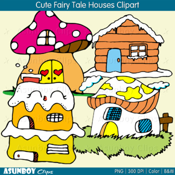 Preview of Cute Fairy Tale Houses Clipart - Free