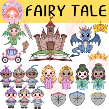 Preview of Fairy Tale Kids Prince, Princess and Knights Story Clip Art