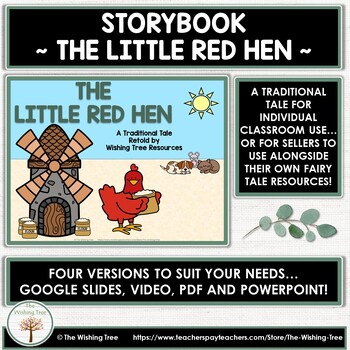 Preview of Fairy Tale Little Red Hen Audio Book and Story Book with Slides PDF & PowerPoint