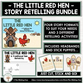 Preview of Fairy Tale Story Retelling Little Red Hen Bundle | Story and Retelling Resources
