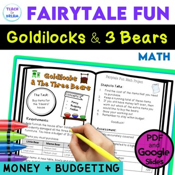 Preview of Fairy Tale Math Project | Inquiry Based Math with Money and Budgeting Grade 2-4