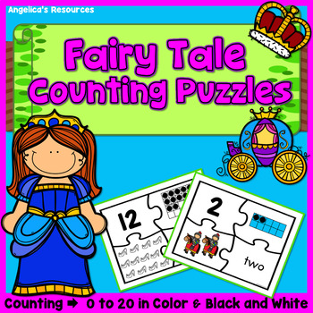 Preview of Fairy Tale Number Puzzles | Counting to 20 Math Worksheets | Math Game