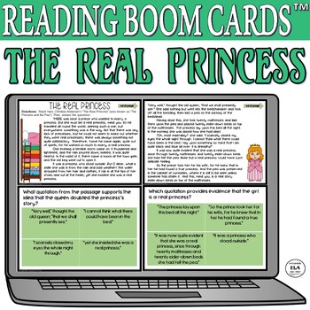 Preview of Fairy Tale 4th Grade Reading The Princess and the Pea Quiz Boom Cards™ 3rd 