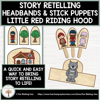 Preview of Fairy Tale Story Retelling Little Red Riding Hood Headbands and Stick Puppets