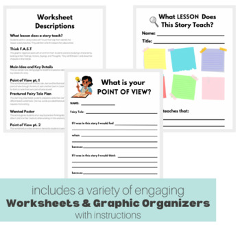 Preview of Fairy Tale Unit Worksheets and Graphic Organizers for Comprehension Skills