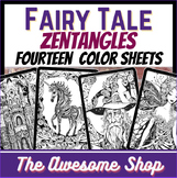 Fairy Tale Zentangle Coloring Pages -16 designs Elf, Drago