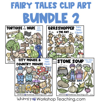 Preview of Fairy Tales Clipart MINI-Bundle 2 Tortoise, Grasshopper, Stone Soup, City Mouse