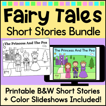 Preview of Fairy Tales Bundle - Color Slideshows + Printable Black And White Short Stories