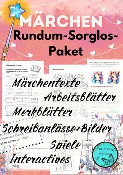 Preview of Fairy Tales Bundle (german)/ Märchen lesen und schreiben (Deutsch), printables