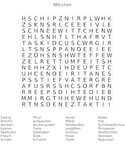 Fairy Tales (Märchen) German Word Search Puzzle with Answer Sheet