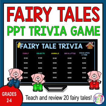 Preview of Fairy Tales Trivia Game - Elementary Library Lesson - Fairytale Lesson Game
