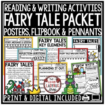 Preview of Fairy Tales Unit Reading Genre Writing Graphic Organizers Bulletin Board Posters