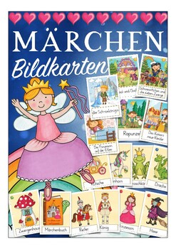 Preview of Fairy Tales Deutsch flash cards German Märchen, Wortschatz -  Grimm, Kinder