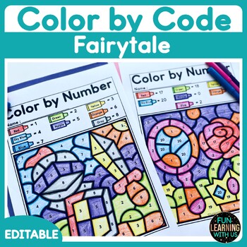 Preview of Fairytale Color by Number | EDITABLE Color by Sight Word & Math Worksheets