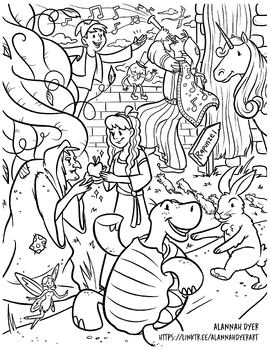 Preview of Fairytale Coloring Page, Coloring Pages, Story, Books, Activity, Fun, Classic