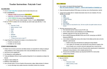 Preview of Fairytale Court Activity for Law Enforcement, Court Systems or Principles of Law