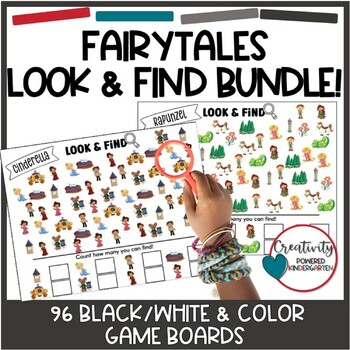 Preview of Fairytale Activities Look and Find Game BUNDLE I Spy Worksheets