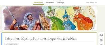Preview of Fairytales, Myths, Folktales, Legends, & Fables Google Forms Quiz