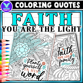 Preview of Faith You are the Light Coloring Pages Religious Classroom Activity NO PREP