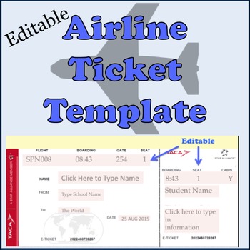 Preview of Airline Plane Ticket Template