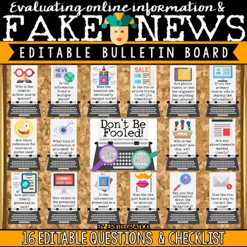 Preview of Fake News & Evaluating Online Info Digital Citizenship Posters & Bulletin Board