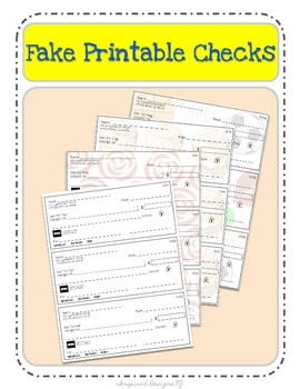 Preview of Fake Checks Printable Double-Sided w/ Study Page - Mimic Real Life