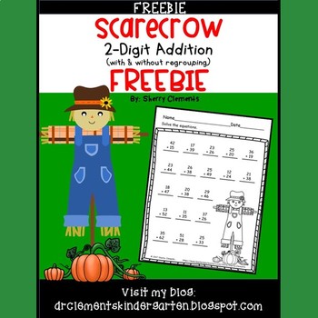 Preview of Fall 2 Digit Addition Worksheet FREEBIE