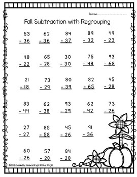 subtraction worksheets regrouping 2 digit