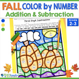 Fall Math Addition and Subtraction Color by Number Colorin