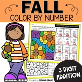 Fall 3 Digit Addition with Regrouping Color by Number Work