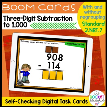 Preview of Fall 3-Digit Subtraction With and Without Regrouping BOOM™ Cards 2.NBT.7