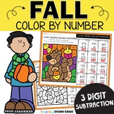 Fall 3 Digit Subtraction without Regrouping Color by Numbe