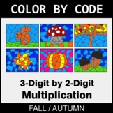 Fall: 3-Digit by 2-Digit Multiplication - Coloring Workshe