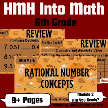 Preview of Fall 6th Grade HMH Into Math | Rational Numbers | Module 2, Are You Ready