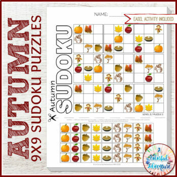 Preview of Fall 9x9 Sudoku Logic Puzzles Critical Thinking Activity {Early / Fast Finisher}