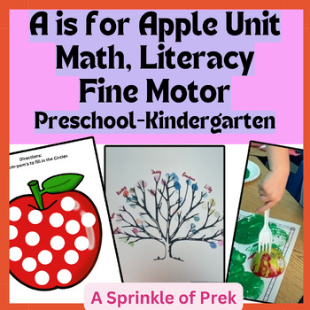 Preview of Fall, A is for Apples, Name Writing, Coloring,Tracing Shapes Words, Math Centers