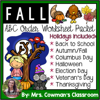 Preview of Fall ABC Order Cut & Paste Worksheets- Alphabetical Order No Prep Printables