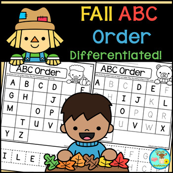 Preview of Fall Alphabet Order | Trace, Cut, and Glue Worksheets