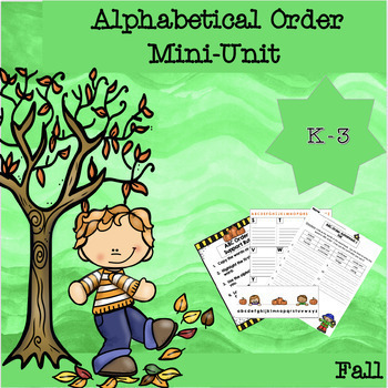 Preview of Fall ABC Order (Alphabetical) Worksheets, Posters, and Visual Aids Mini Unit