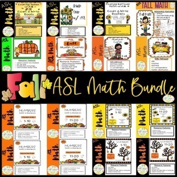 Preview of ASL Fall Math Bundle with Cards, Games, Booklets, Activities Special education