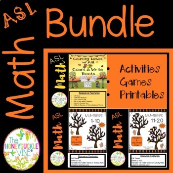 Preview of Fall ASL Math Counting Signing Writing Bundle Number Sense Practice Centers