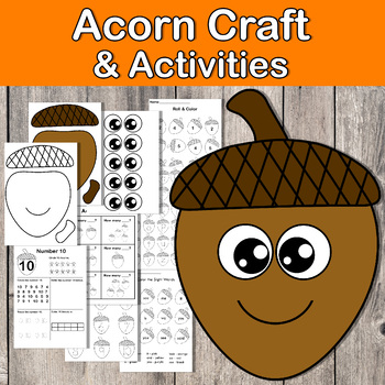 Preview of Fall Acorn Craft | Literacy Activities | Thanksgiving