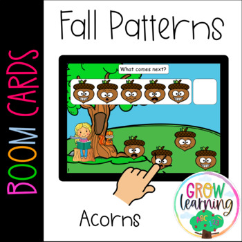 Preview of Fall Acorn Emotions Patterns BOOM Cards™️ for Pre-K Math Centers