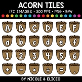 Fall Acorn Letter and Number Tiles Clipart + FREE Blacklin