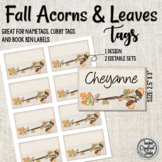 Fall Acorns and Leaves Name Badge Tags | Cubby Tags
