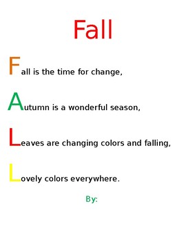 Preview of Fall Acrostic Poem