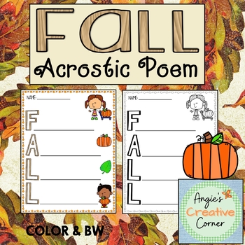 Fall Acrostic Poem by Angie's Creative Corner | TPT
