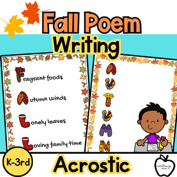 Preview of Fall Acrostic Poem Writing 3rd-5th Grade including Fall Word Lists