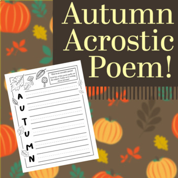 Fall Acrostic Poems | Autumn Writing Activity by Moon Faces Classroom