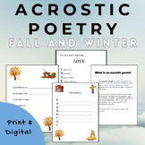 Fall Acrostic Poems Templates | Poetry Writing | Thanksgiving